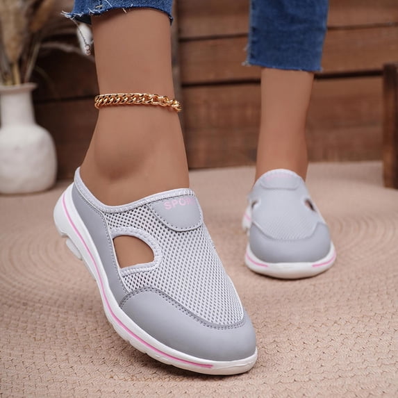 Xucatan Women's Breathable Mesh Mules, Closed Toe Slip On Slippers with Thick Cushioned Sole, Non Slip Lightweight Casual Summer Shoes, Versatile Solid Color Design for Indoor Outdoor Gift