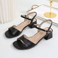 thumbnail image 1 of Xucatan Women's Buckle Strap Heeled Sandals, Open Toe Chunky Heel Slides with Soft Leather, Ankle Strap Comfortable Dress Shoes, Versatile Spring Summer Office Footwear Gift, 1 of 9