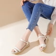 thumbnail image 1 of Xucatan Women's Canvas Espadrille Wedge Sandals, Round Toe Open Toe Slides with Adjustable Ankle Strap, Rope Wrapped Jute Heel Platform Slippers, Versatile Spring Summer Beach Footwear Gift, 1 of 7