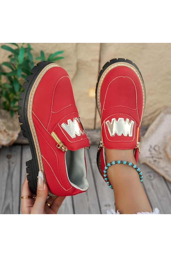 Women's Chunky Heel Penny Loafers Comfortable Platform Lug Sole Slip-On Suede Dress Shoes for Office & Daily Wear Gift