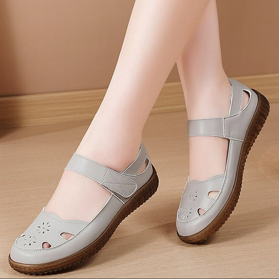 Xucatan Women's Closed Toe Leather Sandals,Summer Comfort Non-slip Oxford Orthopedic Ankle Strap Casual Dress Mary Jane Shoes Orthopedic Beach Shoes Gift