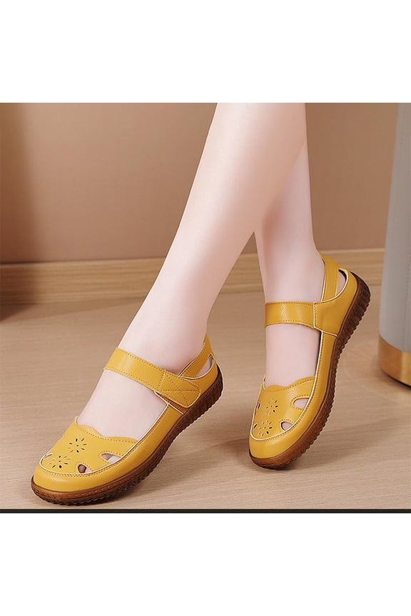 Women's Closed Toe Leather Sandals,Summer Comfort Non-slip Oxford Orthopedic Ankle Strap Casual Dress Mary Jane Shoes Orthopedic Beach Shoes Gift