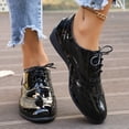 thumbnail image 1 of Xucatan Women's Color Block Lace up Oxford Shoes with Patent Leather, Brogue Detail Lightweight Platform Sneakers, Comfortable Height Enhancing Casual Shoes for Spring Summer Walking Gift, 1 of 9