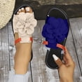 thumbnail image 1 of Xucatan Women's Color Block Sandals, Layered Fabric Flower Flat Slides, Two Tone Wrap Strap Summer Slippers, Versatile Beach Casual Footwear Gift, 1 of 6