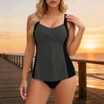 thumbnail image 1 of Xucatan Women's Color Block Off Shoulder Tankini Swimsuits Two Piece with Removable Pads Push Up Tops, High Waisted Bottoms Tummy Control Swimwear Modest Bathing Suits Summer Beach Vacation Gift, 1 of 7