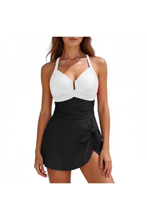 Women's Crisscross Ruched Swim Dress with Underwire Support and Removable Pads, Tummy Control One Piece Swimsuit with Built In Bottom for Beach Pool Vacation Gift