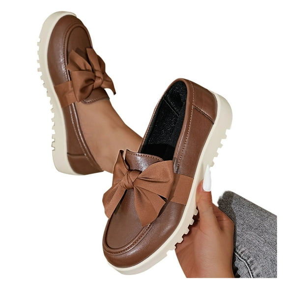 Xucatan Women's Cute Bowknot Design Loafers, Trending Shoes, Fashionable Solid Color Slip on Loafers for Daily Wear, Casual Comfortable Shoes for Daily Wear, Office Walking Footwear Gift