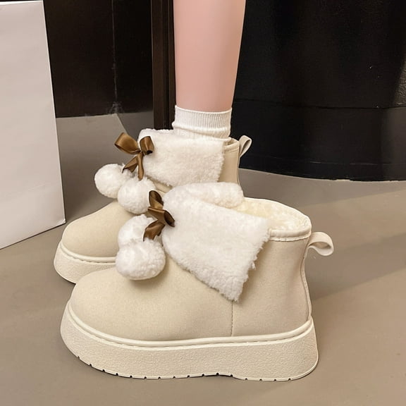 Xucatan Women's Cute Snow Boots Up FlockyLining Chunky Plush Winter Warm Boots Fashion Anti-Slip Outsole Outdoor Fluffy Boot Gift