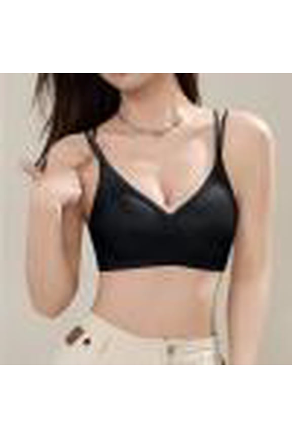 Women's Double Strap Back Closure Bra, Wireless Mesh Hollow Out Push Up, Breathable Nylon Seamless Gather, Smooth Crisscross Straps for Daily Casual Gift