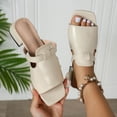 thumbnail image 1 of Xucatan Women's Double Strap Mule Slides, Square Toe Low Heel Slippers with Chunky Block Heel, Faux Leather Casual Summer Sandals, Versatile Solid Color Design for Spring Daily Gift, 1 of 9