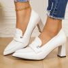 Xucatan Women's Dress Flats with Block Heel, Decorative Rhinestone Slip On Loafers, Soft Leather Professional Footwear, Breathable Design for Office Walking Spring Summer Gift