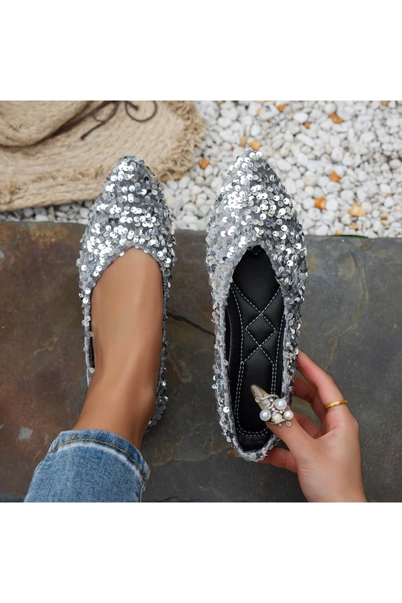 Women's Dress Shoes for Women Office Shoes, Ballet Flats Shoes Dressy, Casual Glistening Flats for Women, Soft Slip ons Womens Shoes Dressy for Holiday Wedding Work Party Gift