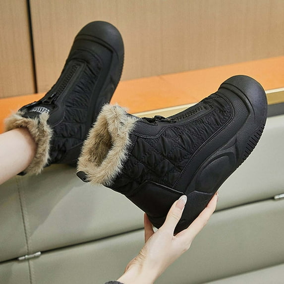 Xucatan Women's Fashion Platform Front Zipper Warm Snow Boots Comfortable Round Toe Add Fleece for Warmth Lined High Top Soft Bottom Anti-Slip Orthopedic Ankle Booties Gift