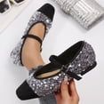 thumbnail image 1 of Xucatan Women's Fashionable Glitter Mary Jane Flats with Contrast Toe Cap, Adjustable Buckle Strap Slip-On Shoes with Cushioned Insole, Flexible Flat Sole Comfortable Loafers Gift, 1 of 9