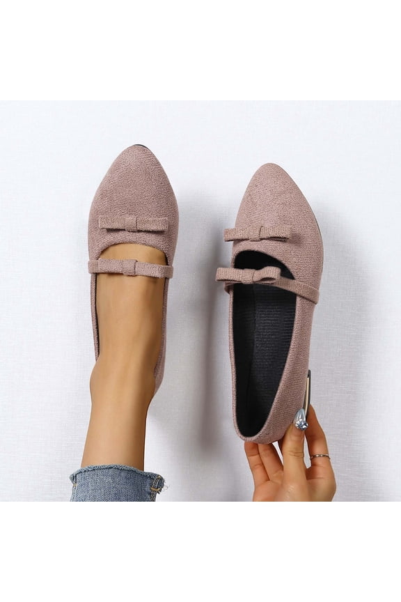 Women's Fashionable Knit Flats with Rhinestone Embellished Bow, Stretchy Breathable Upper with Cushioned Padded Insole, Flexible Flat Sole Comfortable Shoes, Versatile Loafers Gift