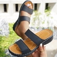 thumbnail image 1 of Xucatan Women's Fashionable Peep Toe Wedge Slides with Metal Buckle Accent, Thick Platform Sole Comfortable Slippers, Slip-On Summer Sandals with Cushioned Footbed Gift, 1 of 7