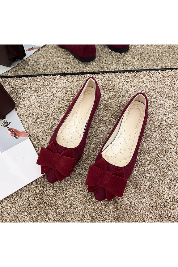 Women's Fashionable Pointed Toe Ballet Flats with Oversized Bow, Quilted Cushioned Insole for Comfort, Versatile Solid Color Work Shoes for Office Dressy Casual Outfits Gift