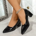 thumbnail image 1 of Xucatan Women's Fashionable Pointed Toe Block Heel Pumps with Glossy Patent Leather Upper, Chunky Heel for Stable Comfortable Walk, Cushioned Insole All Day Support Gift, 1 of 8
