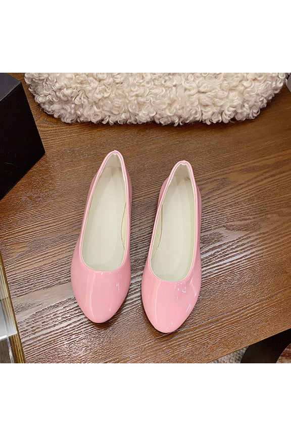 Women's Fashionable Pointed Toe Patent Leather Flats, High-Shine Finish with Slip-On Convenience, Non-Slip Rubber Sole for All Day Wear Versatile Work Shoes Gift