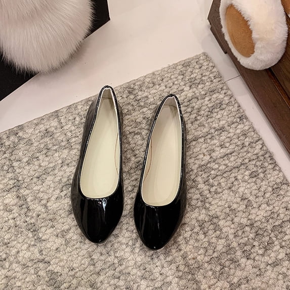 Xucatan Women's Fashionable Pointed Toe Patent Leather Flats, High-Shine Finish with Slip-On Convenience, Non-Slip Rubber Sole for All Day Wear Versatile Work Shoes Gift