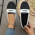thumbnail image 1 of Xucatan Women's Fashionable Two-Tone Loafers with Decorative Cutout Detail, Soft Matte Faux Leather Upper, Slip-On Lightweight Comfort Flats, Versatile Color-Block Shoes for Casual Daily Wear Gift, 1 of 9