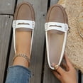 thumbnail image 1 of Xucatan Women's Fashionable Two-Tone Loafers with Decorative Cutout Detail, Soft Matte Faux Leather Upper, Slip-On Lightweight Comfort Flats, Versatile Color-Block Shoes for Casual Daily Wear Gift, 1 of 8