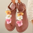 thumbnail image 1 of Xucatan Women's Flat Sandals, Floral Rhinestone Thong Beach Shoes, Open Toe Dressy Casual Footwear, Versatile Summer Holiday Style Gift, 1 of 7