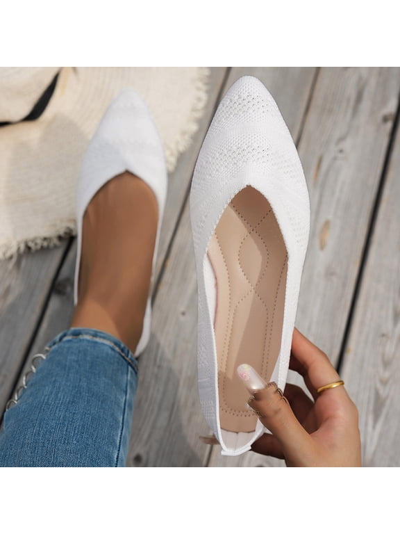 Women's Flats Breathable Knit Pointed Flats Loafers Shoes,Work Flats Office Shoes Comfortable Flexible Mule Shoes Ballet Flats Slip On Dress Shoes Gift