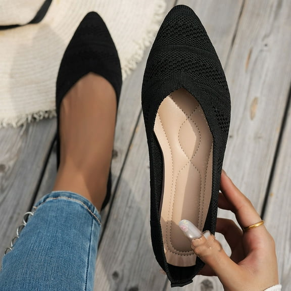 Xucatan Women's Flats Breathable Knit Pointed Flats Loafers Shoes,Work Flats Office Shoes Comfortable Flexible Mule Shoes Ballet Flats Slip On Dress Shoes Gift
