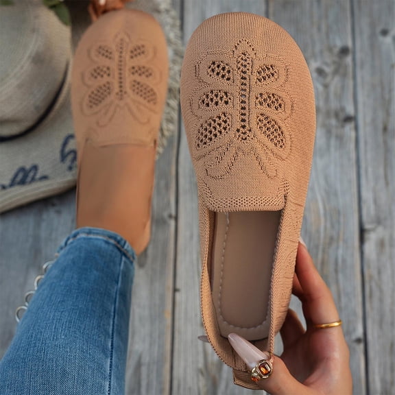 Xucatan Women's Flats Shoes Pointed Toe Knit Ballet Flats Comfortable Casual Dressy Slip On Flat Work Office Shoes Gift