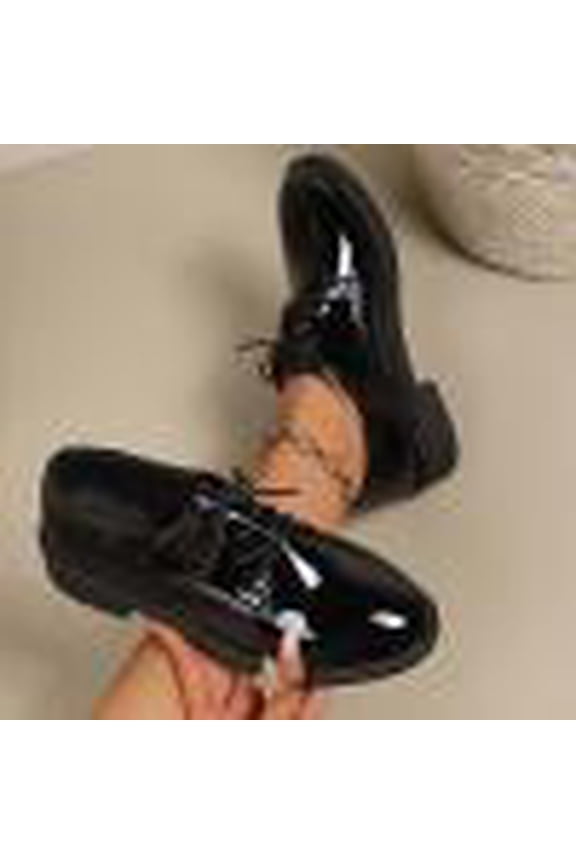 Women's Floral Embroidered Up Loafers, Patent Leather Low Heel Work Shoes, British Style Round Toe Flats, Versatile Spring Summer Office Footwear Gift