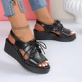thumbnail image 1 of Xucatan Women's Floral Embroidered Up Wedge Sandals, Peep Toe Espadrille Slippers with Side Cutouts, Chunky Platform Thick Sole Casual Summer Shoes, Versatile Design for Beach Outdoor Gift, 1 of 9