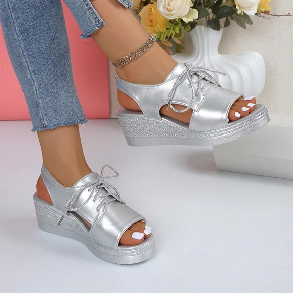Xucatan Women's Floral Embroidered Up Wedge Sandals, Peep Toe Espadrille Slippers with Side Cutouts, Chunky Platform Thick Sole Casual Summer Shoes, Versatile Design for Beach Outdoor Gift