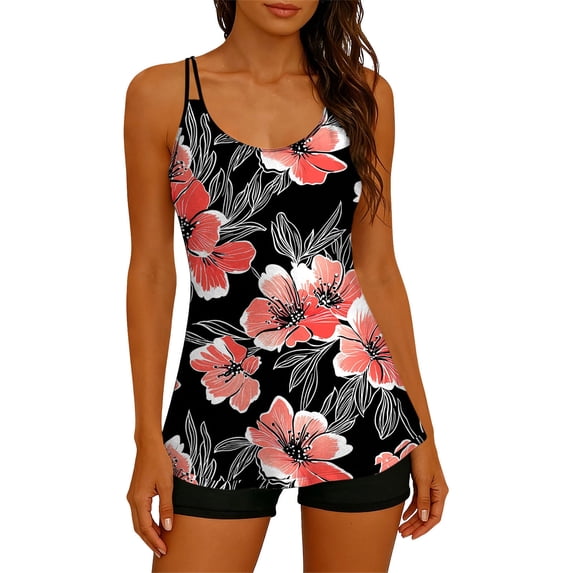 Xucatan Women's Floral Print One Piece Swimsuit Sheer Mesh Ruched Tummy Control Monokini, V Neck Twist Front Full Coverage Swimwear Long Torso Fit Plus Size Summer Cruise Gift
