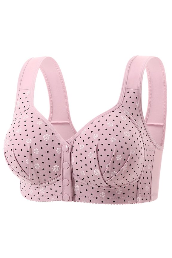 Women's Front Closure Bra, Large Size Wireless Rimless Pullover, Breathable Gathering Thin Lightly Lined, Full Coverage Soft Stretch Daily Underwear Comfort Fit Gift