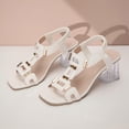 thumbnail image 1 of Xucatan Women's Gold Accent High Heel Sandals, Transparent Block Heel Open Toe Footwear, Vintage Style Dressy Shoes, Comfortable Design for Spring Summer Evenings Gift, 1 of 9