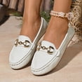thumbnail image 1 of Xucatan Women's Gold Chain Loafers, Pebbled Leather Slip On Flats, Comfortable Cushioned Casual Shoes with Metal Buckle Detail Gift, 1 of 9
