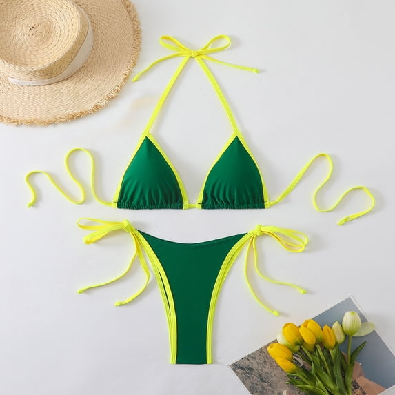 Xucatan Women's High Waisted Two Piece Swimsuit Bikini Set with Drawstring Bottoms Removable Pads Push Up Tops, Tummy Control Modest Swimwear Summer Beach Vacation Gift