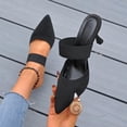 thumbnail image 1 of Xucatan Women's Knit Pointed Toe Mules, Elastic Strap Slip On Heels, Cushioned Comfortable High Heel Shoes for Office Daily Spring Gift, 1 of 9