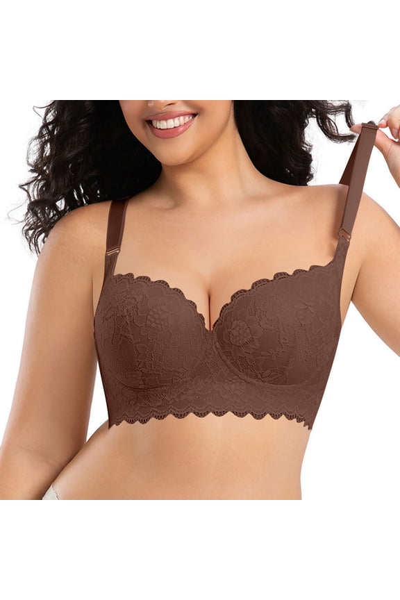 Women's Lace Push Up Bra Underwire Padded Support Full Coverage Plunge Everyday Lift Bra for Everyday Wear Gift