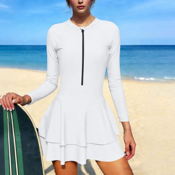 Xucatan Women's Long Sleeve One Piece Swimsuit Jumpsuit with Removable Pads Push Up, Tummy Control Full Coverage Swimwear Rash Guard Surfing Suit Summer Beach Vacation Gift