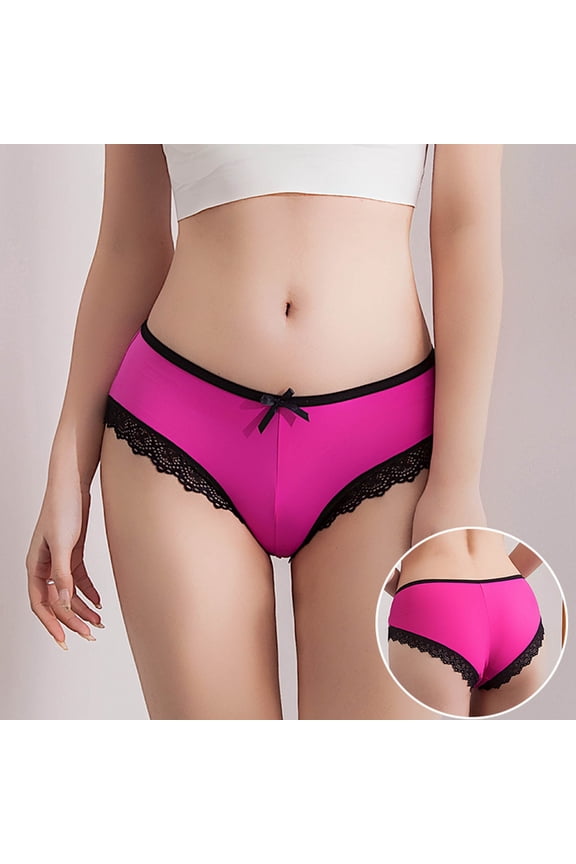 Women's Low Rise Floral Embroidered Bow Bikini Panties, Scalloped Underwear, Soft Stretchy Breathable Feminine Briefs, Romantic Style Hipster Panties for Women, Daily Wear Panties Gift