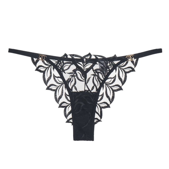 Xucatan Women's Low Rise Mesh Floral Embroidered Thong Panties, Sheer See Through Ladies Underwear, Stretchy Hip Lifting Elastic Briefs, Breathable Feminine Panties, Casual Daily Panties Gift