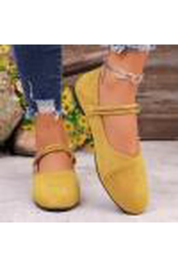 Women's Mary Jane Flats, Elastic Strap Loafers with Rounded Toe, French Style Soft Fabric Shoes, Versatile Everyday Casual Footwear Gift