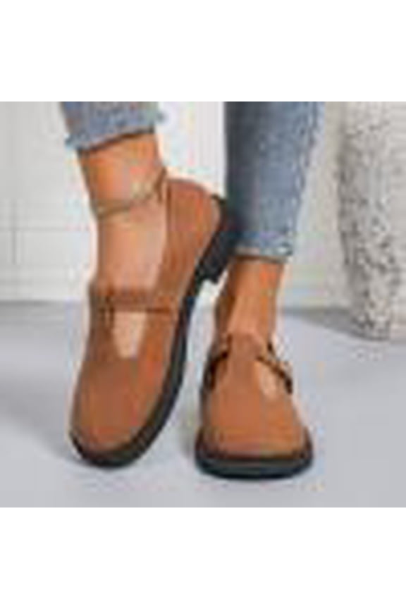 Women's Mary Jane Shoes, Chunky Sole Flat Loafers with T-Strap, Vintage Inspired Everyday Footwear, Versatile Spring Summer Style Gift