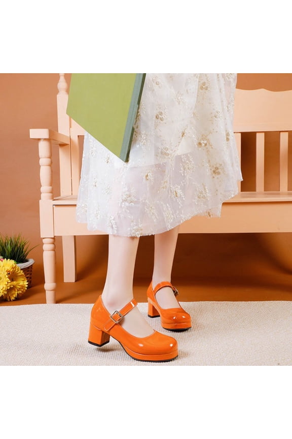 Women's Mary Jane Shoes Platform Chunky Heel Pumps for Women Ankle Strap High Heel Mary Janes Square Closed Toe Leather Suede Dress Shoes Party Event Office Prom Gift