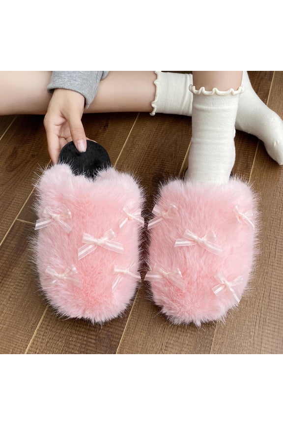 Women's Memory Foam Slippers Plush Faux Fur Slipper Slide Sandal Soft Furry Fuzzy Fluffy Lovely Indoor Outdoor Slip On Slippers Multicolor Winter House Shoes Gift