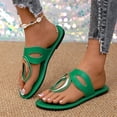 thumbnail image 1 of Xucatan Women's Metal Buckle Thong Sandals, Perforated Toe Post Flat Slides with Non Slip Sole, Open Toe Casual Beach Slippers, Versatile Spring Summer Footwear Gift, 1 of 5