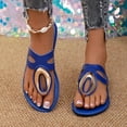 thumbnail image 1 of Xucatan Women's Metal Buckle Thong Sandals, Perforated Toe Post Flat Slides with Non Slip Sole, Open Toe Casual Beach Slippers, Versatile Spring Summer Footwear Gift, 1 of 5