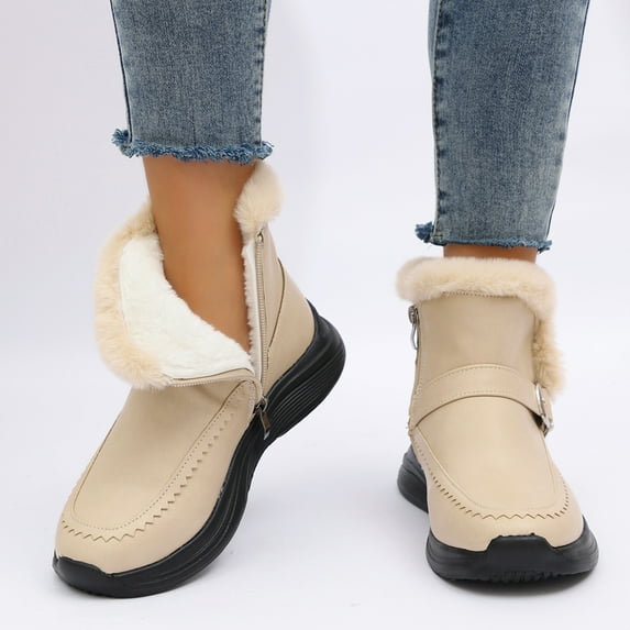 Xucatan Women's Mid-Calf Winter Boot,1Soft Flockylining with Comfortable Insole Womens Snow Boots,Medial Side Zipper for Easy Slip-On,Lightweight Winter Womens Shoes Gift